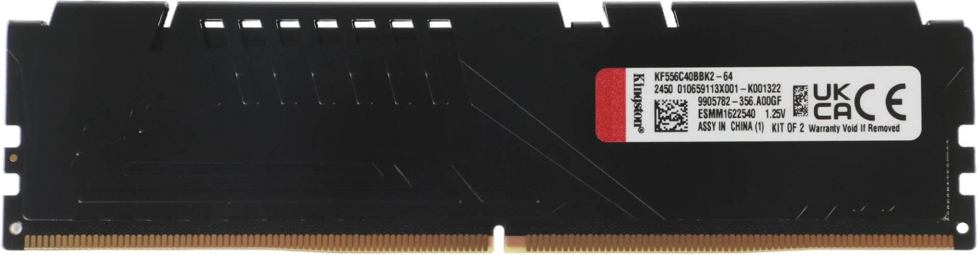 Память DDR5 2x32GB 5600MHz Kingston KF556C40BBK2-64 Fury Beast RTL Gaming PC5-44800 CL40 DIMM 288-pin 1.25В dual rank с радиатором Ret