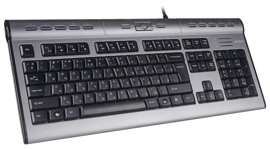 Клавиатура A4Tech KLS-7MUU серебристый/черный USB slim Multimedia (KLS-7MUU USB)