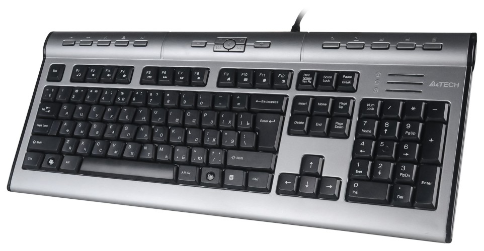 Клавиатура A4Tech KLS-7MUU серебристый/черный USB slim Multimedia (KLS-7MUU USB)