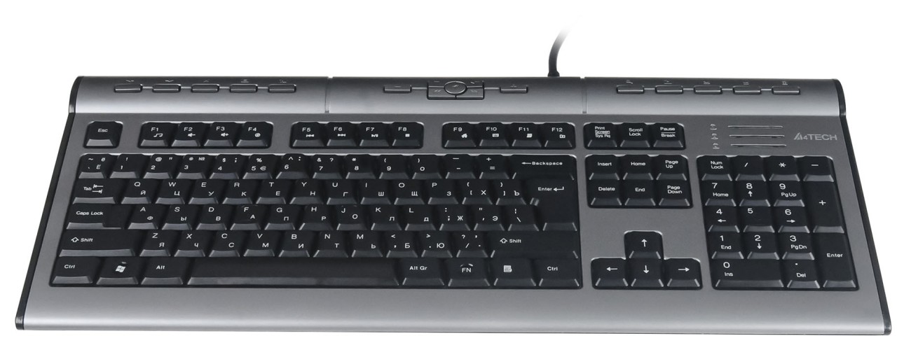 Клавиатура A4Tech KLS-7MUU серебристый/черный USB slim Multimedia (KLS-7MUU USB)