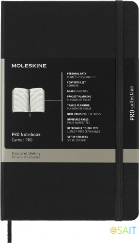 Блокнот Moleskine PROFESSIONAL PROPFNTB3HBK Large 130х210мм 240стр. линейка твердая обложка черный