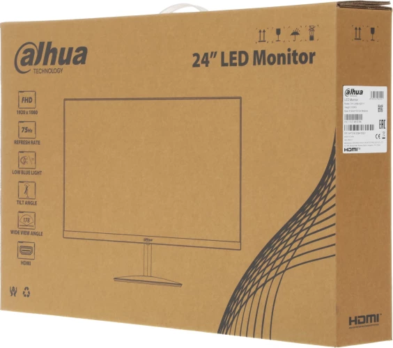 Монитор Dahua 23.8" DHI-LM24-A201Y черный IPS LED 14ms 16:9 HDMI матовая 1200:1 250cd 178гр/178гр 1920x1080 75Hz VGA FHD 2.79кг