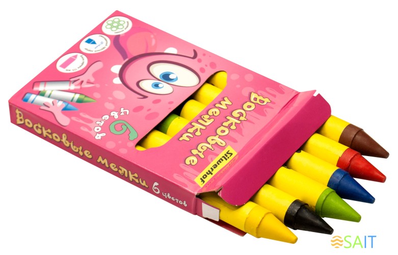 Восковые мелки Silwerhof Jumbo Монстрики круглые 6цв. дл.115ммд.14мм картон.кор.