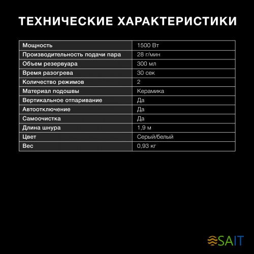 Отпариватель ручной Hyundai H-HS03100 1500Вт белый/серый