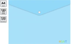 Конверт на кнопке Бюрократ Pastel -PKPAST/BLUE A4 пластик 0.18мм голубой