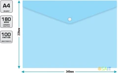 Конверт на кнопке Бюрократ Pastel -PKPAST/BLUE A4 пластик 0.18мм голубой