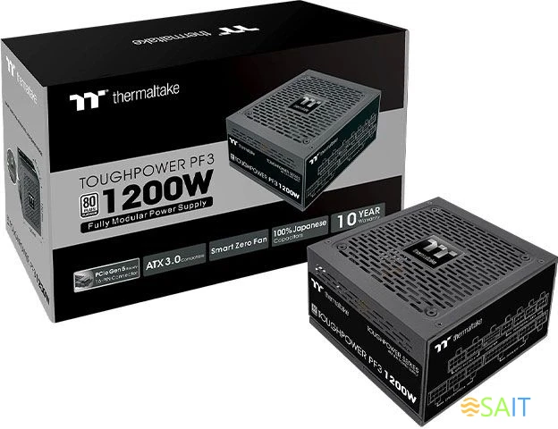 Блок питания Thermaltake ATX 1200W Toughpower PF3 Gen.5 80+ platinum 24pin APFC 120mm fan color LED 12xSATA Cab Manag RTL