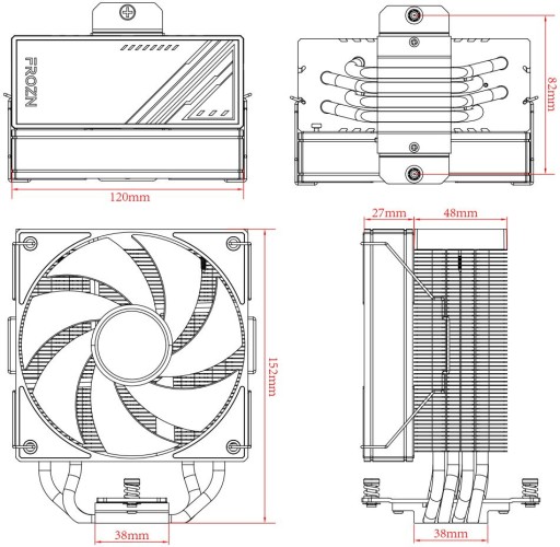 Устройство охлаждения(кулер) ID-Cooling Frozn A410 ARGB Soc-AM5/AM4/1200/1700/1851 черный 4-pin 29.9dB Al+Cu 230W 730gr Ret (FROZN A410 ARGB)