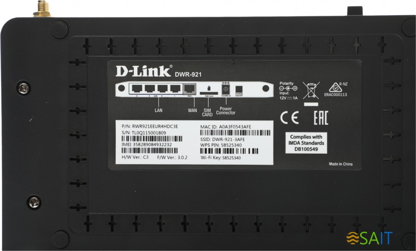 Роутер беспроводной D-Link DWR-921 N300 10/100/1000BASE-TX черный