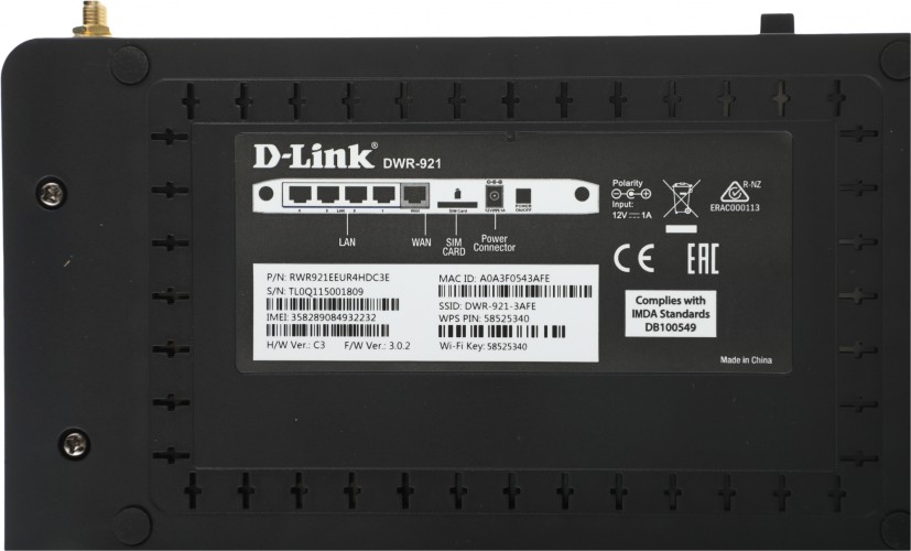 Роутер беспроводной D-Link DWR-921 N300 10/100/1000BASE-TX черный