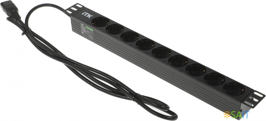 Блок распределения питания ITK алюминевый профиль PH22-9D2 гор.размещ. 9xSchuko базовые 10A C14 2м