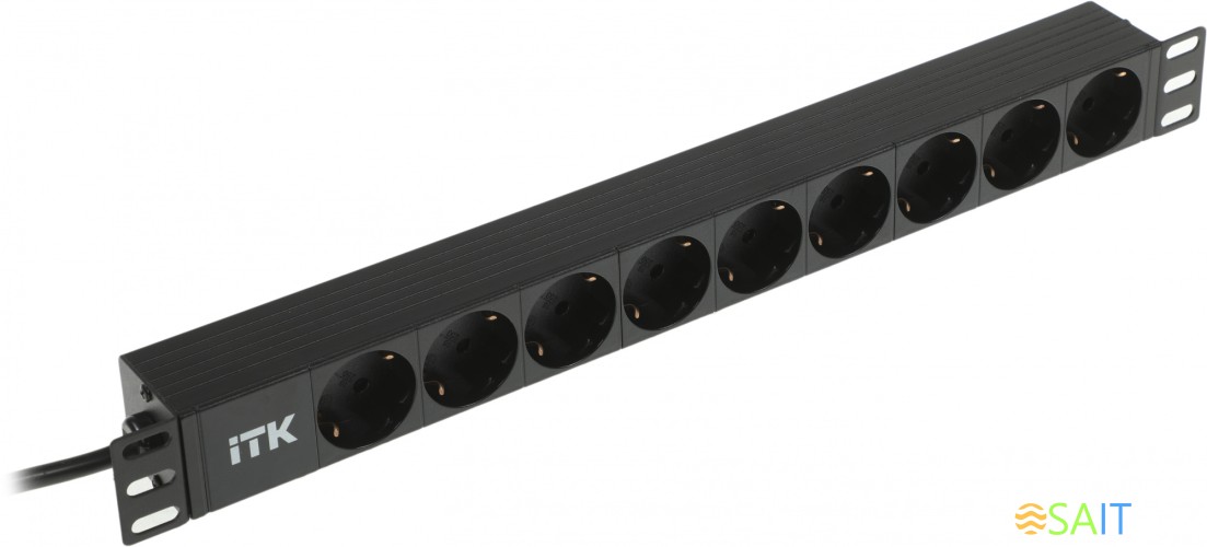 Блок распределения питания ITK алюминевый профиль PH22-9D2 гор.размещ. 9xSchuko базовые 10A C14 2м