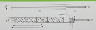 Блок распределения питания ITK алюминевый профиль PH22-9D2 гор.размещ. 9xSchuko базовые 10A C14 2м