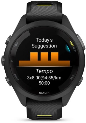 Смарт-часы Garmin Forerunner 265S 27.5мм 1.1" AMOLED корп.черный силикон рем.черный/желтый (010-02810-13)