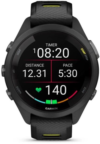 Смарт-часы Garmin Forerunner 265S 27.5мм 1.1" AMOLED корп.черный силикон рем.черный/желтый (010-02810-13)