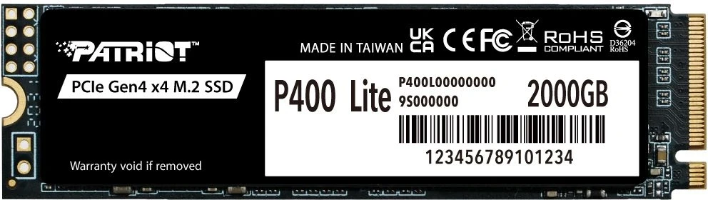 Накопитель SSD Patriot PCIe 4.0 x4 2TB P400LP2KGM28H P400 Lite M.2 2280