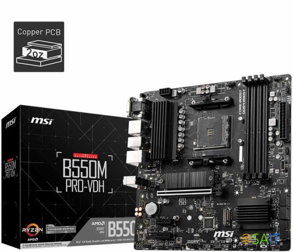 Материнская плата MSI B550M PRO-VDH Soc-AM4 AMD B550 4xDDR4 mATX AC`97 8ch(7.1) GbLAN RAID+VGA+HDMI+DP