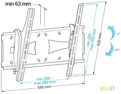 Кронштейн для телевизора Holder PTS-4006 черный 32"-60" макс.40кг настенный наклон
