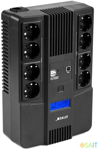 Источник бесперебойного питания Бастион SKAT-UPS 800-AID-IN-1x9-8 480Вт 800ВА черный