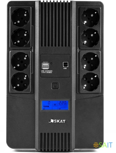 Источник бесперебойного питания Бастион SKAT-UPS 800-AID-IN-1x9-8 480Вт 800ВА черный