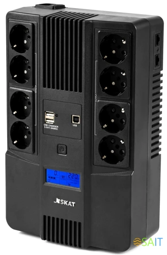 Источник бесперебойного питания Бастион SKAT-UPS 800-AID-IN-1x9-8 480Вт 800ВА черный