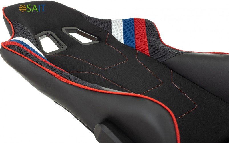 Кресло игровое Zombie VIKING 4 AERO белый/синий/красный ткань/эко.кожа с подголов. крестов. пластик