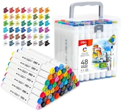 Набор маркеров для скетчинга Deli E70803-48 Color Emotion 11мм 150мм трехгр. двойной пиш. наконечник 1-7мм 48цв. ассорти пластиковая коробка (48шт.)
