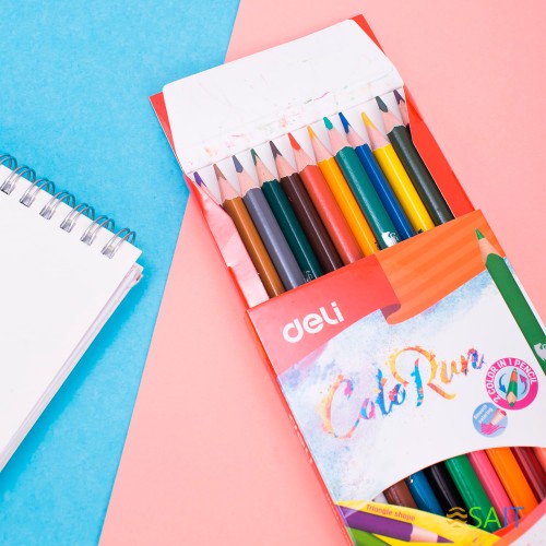 Карандаши цв. Deli EC00520 ColoRun двухцвет. липа 24цв. коробка/европод. (12шт)