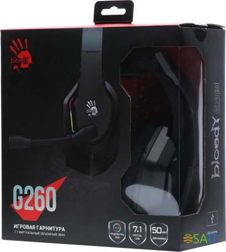 Наушники с микрофоном A4Tech Bloody G260 черный 2м мониторные USB оголовье (G260)