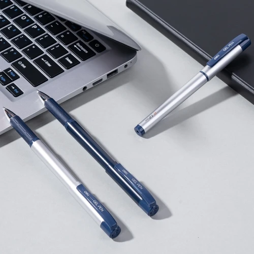 Ручка гелев. Deli EG159-BL ассорти d=1.0мм син. черн. резин. манжета