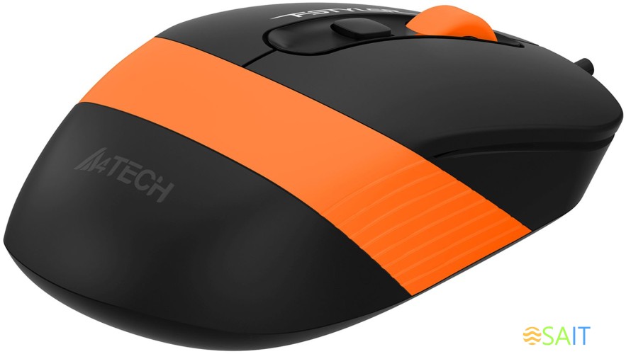 Мышь A4Tech Fstyler FM10S черный/оранжевый оптическая 1600dpi silent USB 3but (FM10S USB ORANGE)