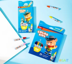 Восковые мелки Deli EC221-12 трехгр. 12цв. (12шт) дл.75мм д.11мм картон.кор./европод.