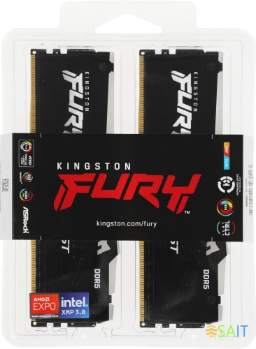 Память DDR5 2x16GB 6400MHz Kingston KF564C32BBEAK2-32 Fury Beast RGB RTL Gaming PC5-51200 CL32 DIMM 288-pin 1.4В kit single rank с радиатором Ret