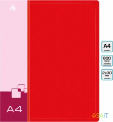 Папка на 2-х кольцах Бюрократ -0812/2RRED A4 пластик 0.8мм кор.40мм внутр. с вставкой красный