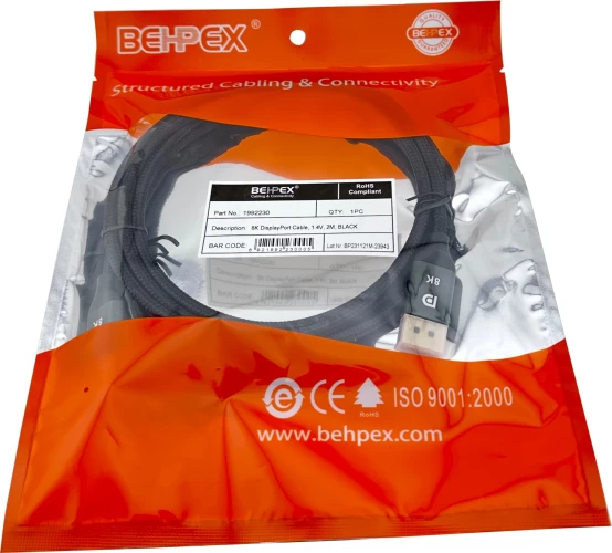 Кабель V1.4 ver1.4 DisplayPort (m) DisplayPort (m) 2м черный