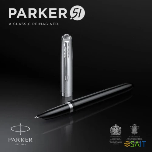 Ручка перьев. Parker 51 Core (2123491) Black CT F сталь нержавеющая подар.кор.