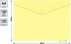 Конверт на кнопке Бюрократ Pastel -PKPAST/YEL A4 пластик 0.18мм желтый