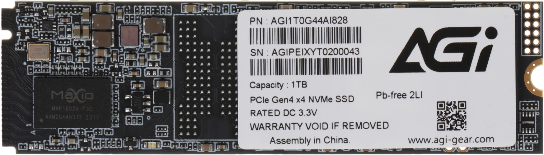 Накопитель SSD AGi PCIe 4.0 x4 1TB AGI1T0G44AI828 AI828 M.2 2280