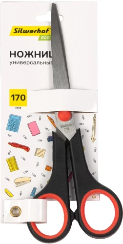 Ножницы Silwerhof Smart Eco универсальные 170мм ручки с резиновой вставкой черный/красный