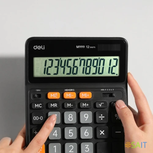 Калькулятор настольный Deli Askend EM999 черный 12-разр.