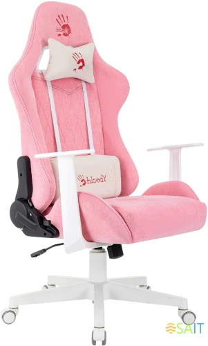Кресло игровое A4Tech Bloody GC-930 розовый с подголов. крестов. пластик пластик белый