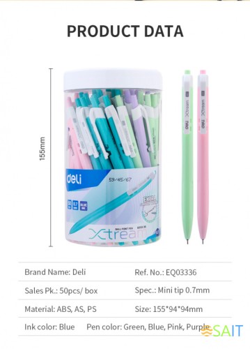 Ручка шариков. автоматическая Deli X-tream EQ03336-1 ассорти d=0.7мм син. черн. уп.пласт. (1шт) 1стерж. линия 0.4мм кругл.