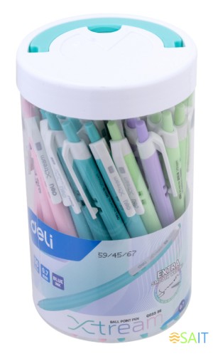 Ручка шариков. автоматическая Deli X-tream EQ03336-1 ассорти d=0.7мм син. черн. уп.пласт. (1шт) 1стерж. линия 0.4мм кругл.