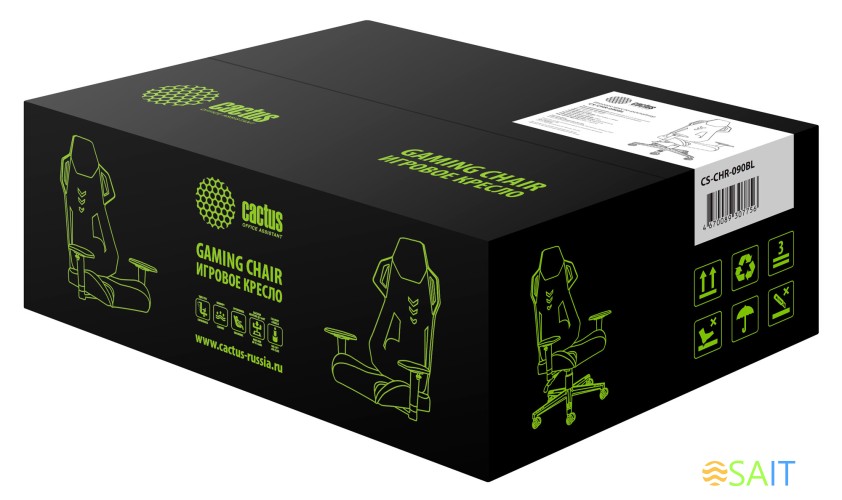 Кресло игровое Cactus CS-CHR-090BL черный эко.кожа/сетка крестов. нейлон