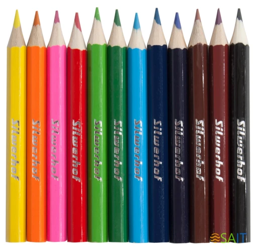 Карандаши цв. Silwerhof Mini Веселые друзья 2.65мм шестигран. дерево ассорти 12цв. коробка/европод.