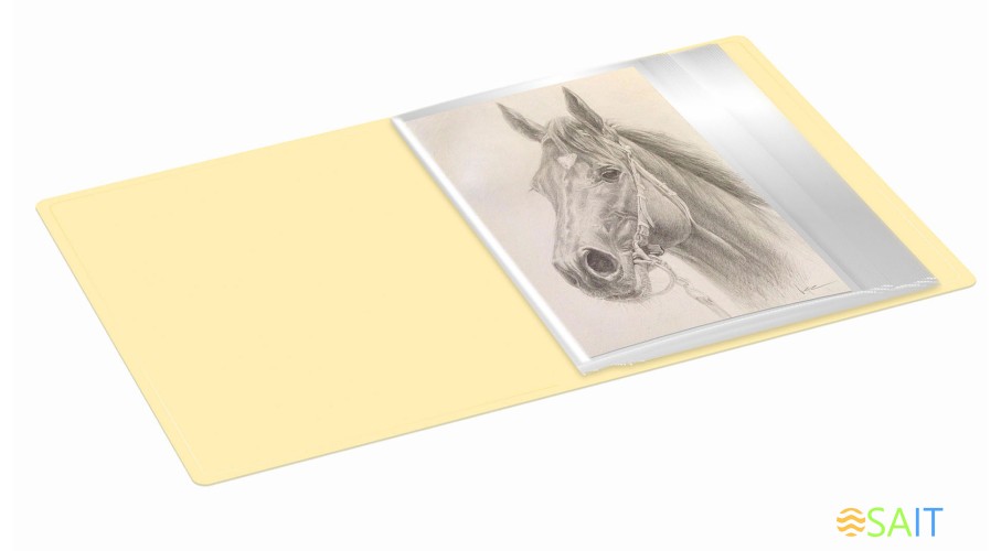 Папка с 20 прозр.вклад. Бюрократ Pastel PAST20YEL A4 пластик 0.5мм торц.карм с бум. встав желтый