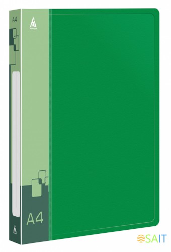 Папка на 4-х кольцах Бюрократ -0818/4RGRN A4 пластик 0.7мм кор.18мм внутр. с вставкой зеленый