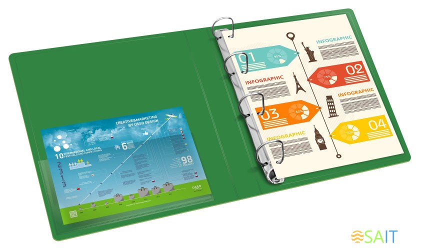 Папка на 4-х кольцах Бюрократ -0818/4RGRN A4 пластик 0.7мм кор.18мм внутр. с вставкой зеленый