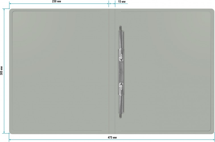 Папка метал.пруж.скоросш. Бюрократ -PZ05PGREY A4 пластик 0.5мм торц.наклейка серый