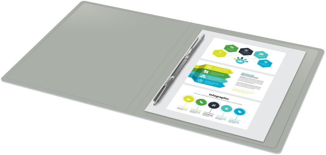 Папка метал.пруж.скоросш. Бюрократ -PZ05PGREY A4 пластик 0.5мм торц.наклейка серый